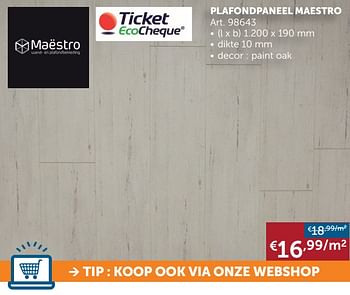 Promotions Plafondpaneel maestro - Maestro - Valide de 26/01/2021 à 01/03/2021 chez Zelfbouwmarkt