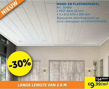 Promotions Wand-en plafondpaneel - Produit maison - Zelfbouwmarkt - Valide de 26/01/2021 à 01/03/2021 chez Zelfbouwmarkt