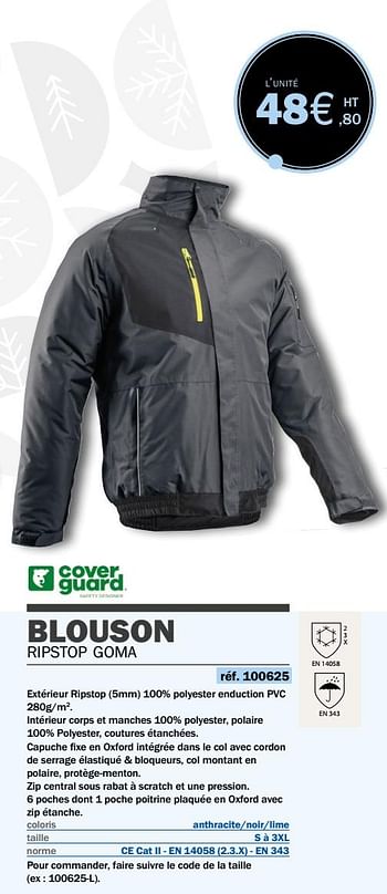 Promotions Blouson ripstop goma - Cover Guard - Valide de 14/09/2020 à 31/03/2021 chez Master Pro