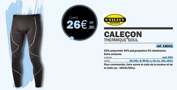 Promotions Caleçon thermique soul - Utility Diadora - Valide de 14/09/2020 à 31/03/2021 chez Master Pro
