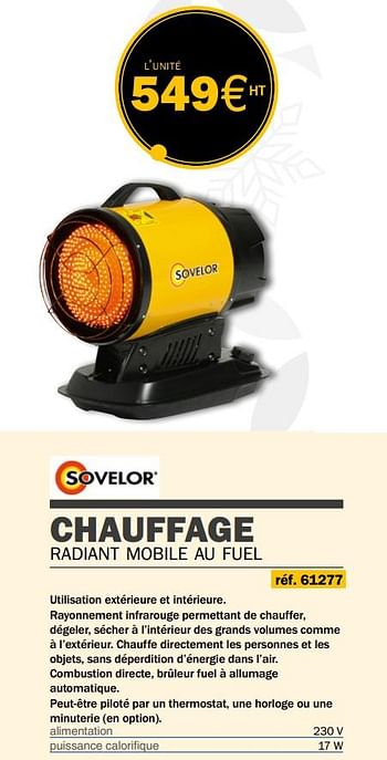 Promotions Chauffage radiant mobile au fuel - Sovelor - Valide de 14/09/2020 à 31/03/2021 chez Master Pro