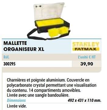 Promotions Mallette organiseur xl - Stanley - Valide de 01/01/2021 à 31/12/2021 chez Master Pro