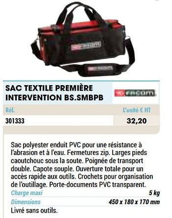 Sacoche textile première intervention BS.SMBPB - 450 x 180 x 170
