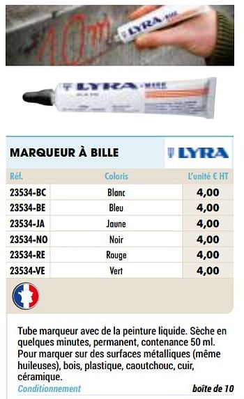 Promoties Marqueur à bille - Lyra - Geldig van 01/01/2021 tot 31/12/2021 bij Master Pro