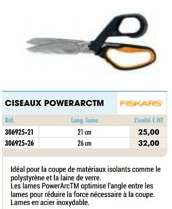 Promotions Ciseaux powerarctm - Fiskars - Valide de 01/01/2021 à 31/12/2021 chez Master Pro