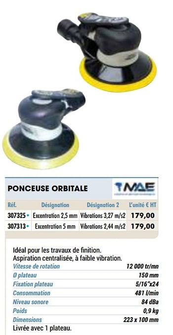 Promotions Ponceuse orbitale - MAE - Valide de 01/01/2021 à 31/12/2021 chez Master Pro