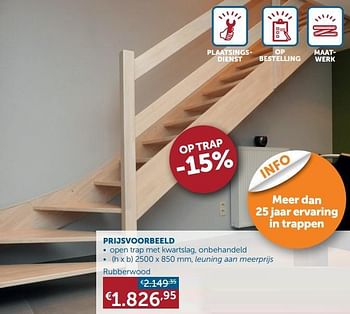 Promoties Open trap met kwartslag, onbehandeld rubberwood - Huismerk - Zelfbouwmarkt - Geldig van 26/01/2021 tot 01/03/2021 bij Zelfbouwmarkt