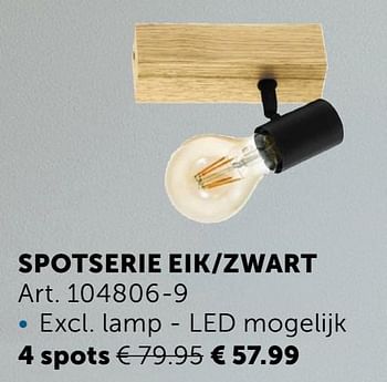 Promoties Spotserie eik-zwart 4 spots - Huismerk - Zelfbouwmarkt - Geldig van 26/01/2021 tot 01/03/2021 bij Zelfbouwmarkt
