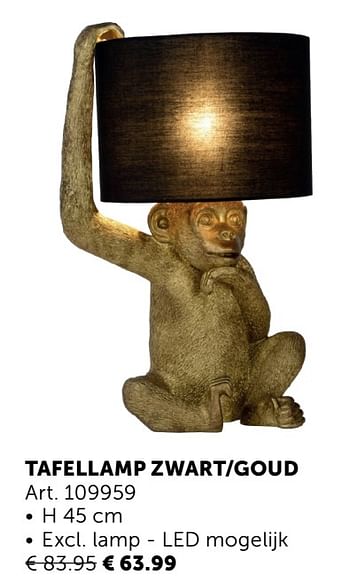 Promoties Tafellamp zwart-goud - Huismerk - Zelfbouwmarkt - Geldig van 26/01/2021 tot 01/03/2021 bij Zelfbouwmarkt