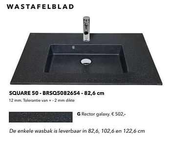 Promoties Wastafelblad square 50 - brsq5082654 g rector galaxy - Huismerk - Kvik - Geldig van 01/01/2021 tot 31/01/2021 bij Kvik Keukens