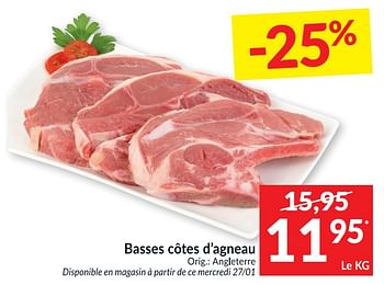 Promotions Basses côtes d`agneau - Produit maison - Intermarche - Valide de 26/01/2021 à 31/01/2021 chez Intermarche