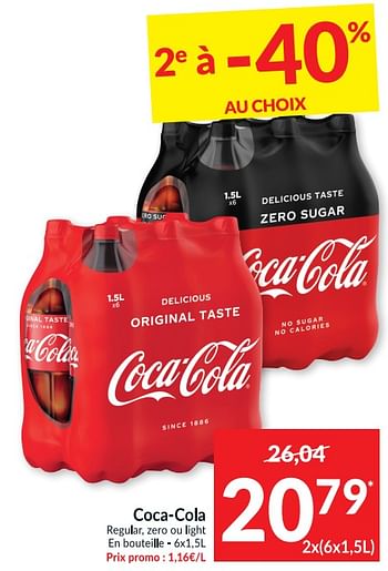 Promotions Coca-cola regular, zero ou light en bouteille - Coca Cola - Valide de 26/01/2021 à 31/01/2021 chez Intermarche