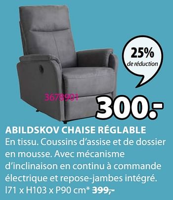 Promoties Abildskov chaise réglable - Huismerk - Jysk - Geldig van 18/01/2021 tot 31/01/2021 bij Jysk
