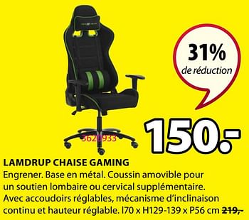 Promotions Lamdrup chaise gaming - Produit Maison - Jysk - Valide de 18/01/2021 à 31/01/2021 chez Jysk