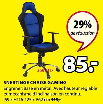 Promotions Snertinge chaise gaming - Produit Maison - Jysk - Valide de 18/01/2021 à 31/01/2021 chez Jysk