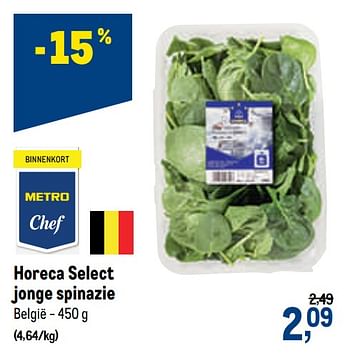 Promoties Horeca select jonge spinazie - Huismerk - Makro - Geldig van 27/01/2021 tot 09/02/2021 bij Makro