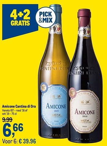 Promoties Amicone cantina di ora veneto igt - rood `16 of wit `19 - Rode wijnen - Geldig van 27/01/2021 tot 09/02/2021 bij Makro