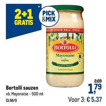 Promoties Bertolli sauzen mayonaise - Bertolli - Geldig van 27/01/2021 tot 09/02/2021 bij Makro