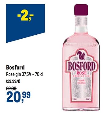 Promoties Bosford rose gin - Bosford - Geldig van 27/01/2021 tot 09/02/2021 bij Makro