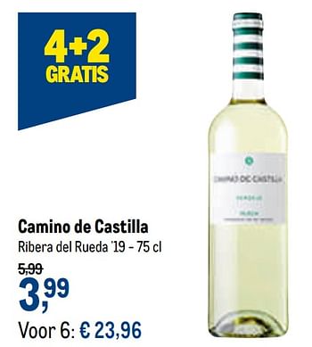 Promoties Camino de castilla ribera del rueda `19 - Witte wijnen - Geldig van 27/01/2021 tot 09/02/2021 bij Makro