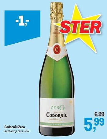 Promoties Codorníu zero alcoholvrije cava - Schuimwijnen - Geldig van 27/01/2021 tot 09/02/2021 bij Makro