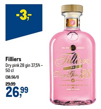 Promoties Filliers dry pink 28 gin - Filliers - Geldig van 27/01/2021 tot 09/02/2021 bij Makro