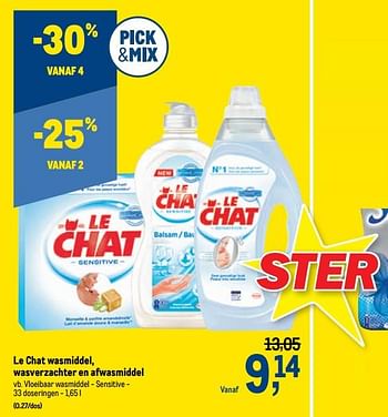 Promoties Le chat vloeibaar wasmiddel - sensitive - Le Chat - Geldig van 27/01/2021 tot 09/02/2021 bij Makro