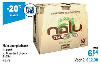 Promoties Nalu energiedrank in pack green tea + ginger - Nalu - Geldig van 27/01/2021 tot 09/02/2021 bij Makro