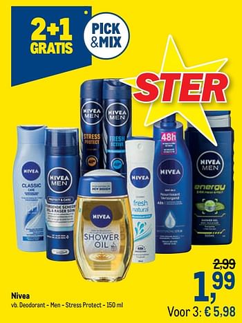 Promoties Nivea deodorant - men - stress protect - Nivea - Geldig van 27/01/2021 tot 09/02/2021 bij Makro