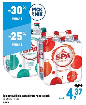 Promoties Spa natuurlijk mineraalwater pet in pack intense - Spa - Geldig van 27/01/2021 tot 09/02/2021 bij Makro