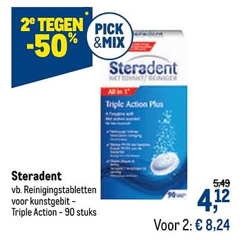 Promoties Steradent reinigingstabletten voor kunstgebit - triple action - Steradent - Geldig van 27/01/2021 tot 09/02/2021 bij Makro