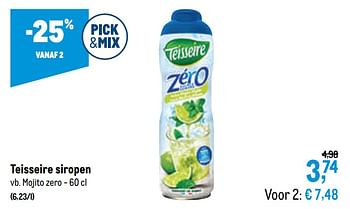 Promoties Teisseire siropen mojito zero - Teisseire - Geldig van 27/01/2021 tot 09/02/2021 bij Makro