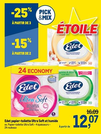 Promotions Edet papier-toilette ultra soft et humide papier-toilette ultra soft - Edet - Valide de 27/01/2021 à 09/02/2021 chez Makro