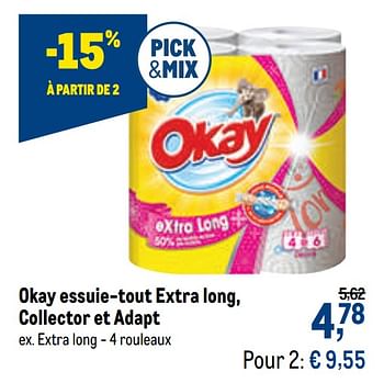 Promotions Okay essuie-tout extra long, collector et adapt - Produit maison - Okay  - Valide de 27/01/2021 à 09/02/2021 chez Makro