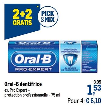 Promotions Oral-b dentifrice pro expert - protection professionnelle - Oral-B - Valide de 27/01/2021 à 09/02/2021 chez Makro