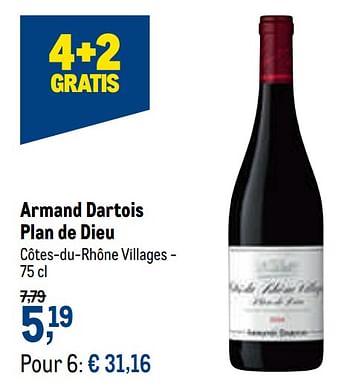 Promotions Armand dartois plan de dieu côtes-du-rhône villages - Vins rouges - Valide de 27/01/2021 à 09/02/2021 chez Makro