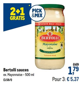 Promotions Bertolli sauces mayonnaise - Bertolli - Valide de 27/01/2021 à 09/02/2021 chez Makro