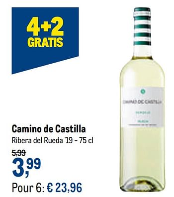 Promotions Camino de castilla ribera del rueda `19 - Vins blancs - Valide de 27/01/2021 à 09/02/2021 chez Makro