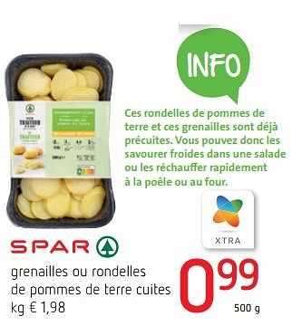 Promotions Grenailles ou rondelles de pommes de terre cuites - Spar - Valide de 28/01/2021 à 10/02/2021 chez Spar (Colruytgroup)
