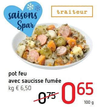 Promotions Pot feu avec saucisse fumée - Produit Maison - Spar Retail - Valide de 28/01/2021 à 10/02/2021 chez Spar (Colruytgroup)