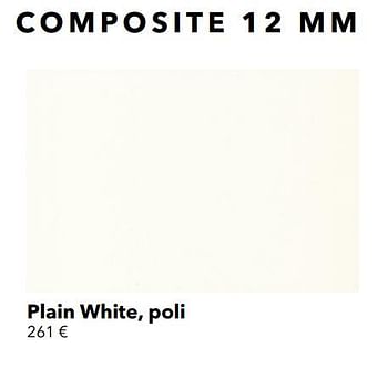 Promotions Composiet plain white, poli - Huismerk - Kvik - Valide de 01/01/2021 à 31/01/2021 chez Kvik Keukens