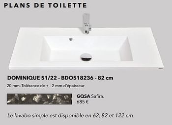 Promotions Plan de toilette dominique 51-22 - bdo518236 gqsa safira - Huismerk - Kvik - Valide de 01/01/2021 à 31/01/2021 chez Kvik Keukens
