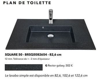 Promotions Plan de toilette square 50 - brsq5082654 g rector galaxy - Huismerk - Kvik - Valide de 01/01/2021 à 31/01/2021 chez Kvik Keukens