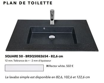 Promotions Plan de toilette square 50 - brsq5082654 h rector white - Huismerk - Kvik - Valide de 01/01/2021 à 31/01/2021 chez Kvik Keukens