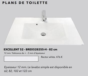 Promotions Plans de toilette excellent 52 - brex528255-h rector white - Huismerk - Kvik - Valide de 01/01/2021 à 31/01/2021 chez Kvik Keukens