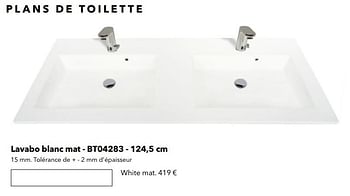 Promotions Plans de toilette lavabo blanc mat - bt04283 white mat - Huismerk - Kvik - Valide de 01/01/2021 à 31/01/2021 chez Kvik Keukens