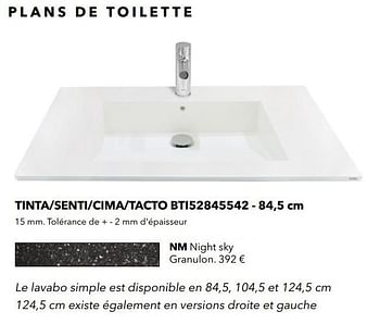 Promotions Plans de toilette tinta-senti-cima-tacto bti52845542 nm night sky granulon - Huismerk - Kvik - Valide de 01/01/2021 à 31/01/2021 chez Kvik Keukens