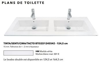 Promotions Plans de toilette tinta-senti-cima-tacto bti52d1245542 hm marble white marbre blanc mat. - Huismerk - Kvik - Valide de 01/01/2021 à 31/01/2021 chez Kvik Keukens