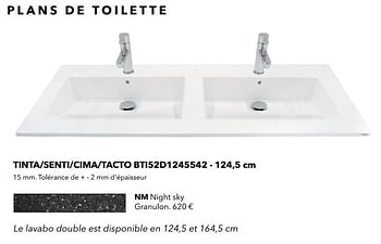 Promotions Plans de toilette tinta-senti-cima-tacto bti52d1245542 nm night sky granulon - Huismerk - Kvik - Valide de 01/01/2021 à 31/01/2021 chez Kvik Keukens