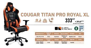 Promotions Cougar titan pro royal xl - Produit Maison - Bureau Vallee - Valide de 06/08/2020 à 30/06/2021 chez Bureau Vallee